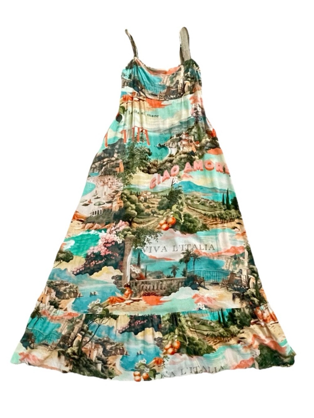 LABEL of LOVE Italian Riviera Print Maxi Dress Size Small EUC
